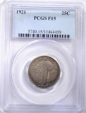 1921 STANDING LIBERTY QUARTER, PCGS F/VF-15 KEY