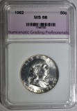 1962 FRANKLIN HALF DOLLAR, NGP SUPERB GEM BU