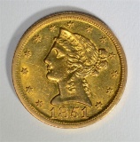1851-D $5 GOLD LIBERTY  CH BU+