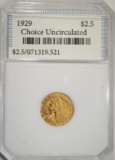 1929 $2.50 GOLD QUARTER INDIAN