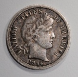 1896-O BARBER DIME, XF