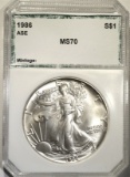 1986 SILVER EAGLE, PCI PERFECT GEM BU