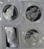 4-DIFFERENT ONE OUNCE .999 SILVER PIECES