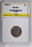 1939-D JEFFERSON NICKEL, LVCS SUPERB GEM BU