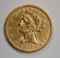 1861 $5.00 GOLD LIBERTY  AU+