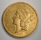 1861 $20.00 TYPE 1 GOLD LIBERTY  AU++