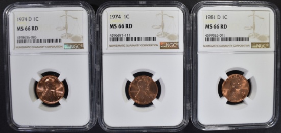 1974, 1974-D, 1981-D LINCOLN CENTS NGC