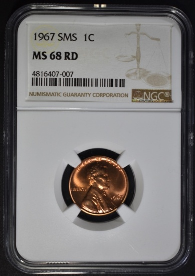 1967 SMS LINCOLN CENT NGC MS68 RD