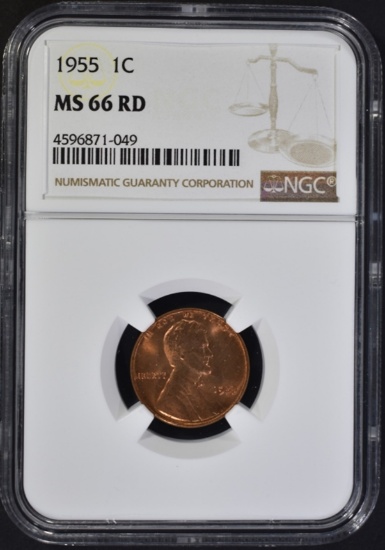 1955 LINCOLN CENT NGC MS66 RD