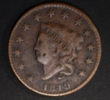 1819 LARGE CENT  VF/XF
