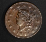 1816 LARGE CENT  XF/AU