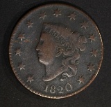 1820 LARGE CENT  FINE