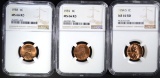 1954-S, 1955, 1958 NGC MS66 RD LINCOLN CENTS