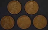 (5) 1913-S LINCOLN CENTS VF