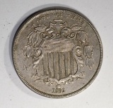 1869 SHIELD NICKEL  XF