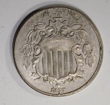 1867 SHIELD NICKEL  XF-AU