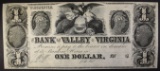 $1.00 NOTE, BANK OF THE VALLEY VIRGINIA, NICE!