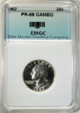 1962 WASHINGTON QUARTER EMGC SUPERB GEM+ PF CAMEO