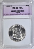 1953-D FRANKLIN HALF, NGP SUPERB GEM BU FBL