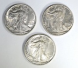 3 - 1945 WALKING LIBERTY HALF DOLLARS