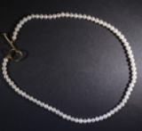 FANCY 14kt YELLOW GOLD TOGGLE & PEARL NECKLACE