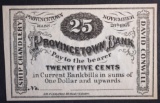 1862 25 CENTS PROVINCETOWN BANK MASS.