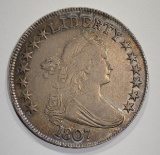 1807 DRAPED BUST HALF DOLLAR  AU+