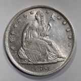 1861-S SEATED HALF DOLLAR  AU+