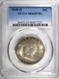 1948-D FRANKLIN HALF PCGS MS-65 FBL