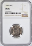 1949-D JEFFERSON NICKEL, NGC MS-67