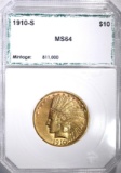1910-S $10.00 INDIAN GOLD, PCI GEM BU