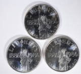 3- STATUE OF LIBERTY 1oz .999 SILVER ROUNDS