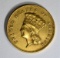 1857-S $3.00 GOLD  RARE, AU/UNC