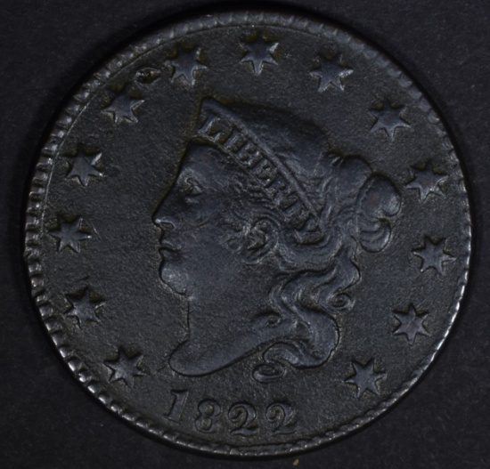 1822 LARGE CENT XF