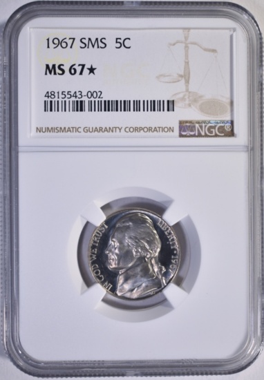 1967 SMS JEFFERSON NICKEL, NGC MS-67*