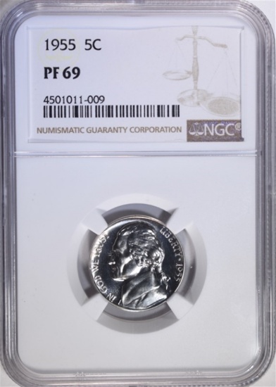 1955 JEFFERSON NICKEL  NGC PF 69