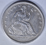 1867-S SEATED HALF DOLLAR  AU