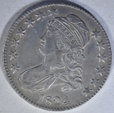1824 CAPPED BUST HALF DOLLAR  AU