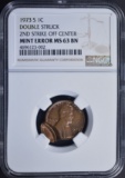 1973-S MINT ERROR LINCOLN CENT, NGC MS-63 BN