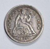 1857 SEATED DIME, XF+