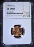 1947-D LINCOLN CENT, NGC MS-67 RED