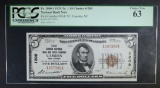 1929 TY 1 $5 NATIONAL CURRENCY PCGS 63
