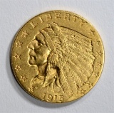1915 $2 1/2 GOLD INDIAN HEAD  CH BU