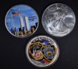 2001, 02 & OS COLORIZED AMERICAN SILVER EAGLES