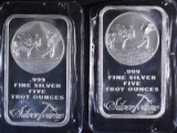 2-FIVE OUNCE .999 SILVER BARS (SILVERTOWNE)