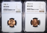 1952-D & 1958 LINCOLN CENTS NGC MS66 RD