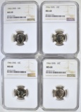 4 - 1966 SMS ROOSEVELT DIMES NGC