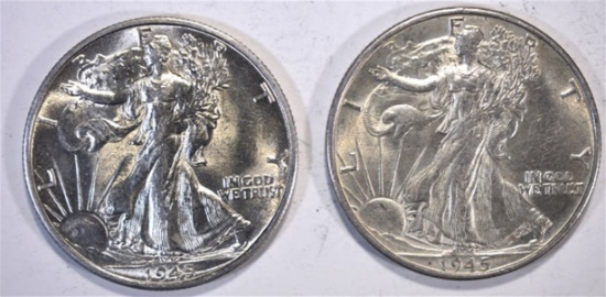 2 - 1945-S WALKING LIBERTY HALF DOLLARS