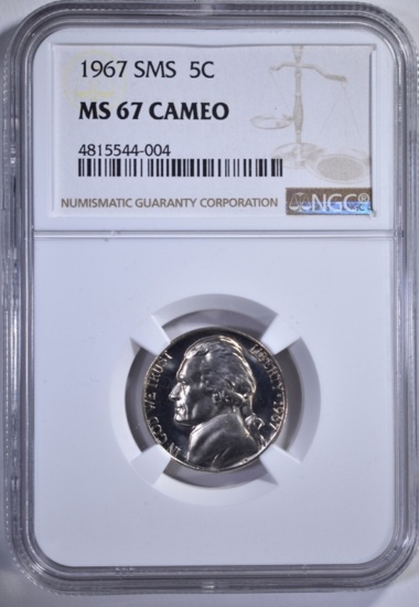 1967 SMS JEFFERSON NICKEL, NGC MS-67 CAMEO