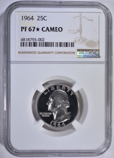 1964 WASHINGTON QTR NGC PF67 STAR